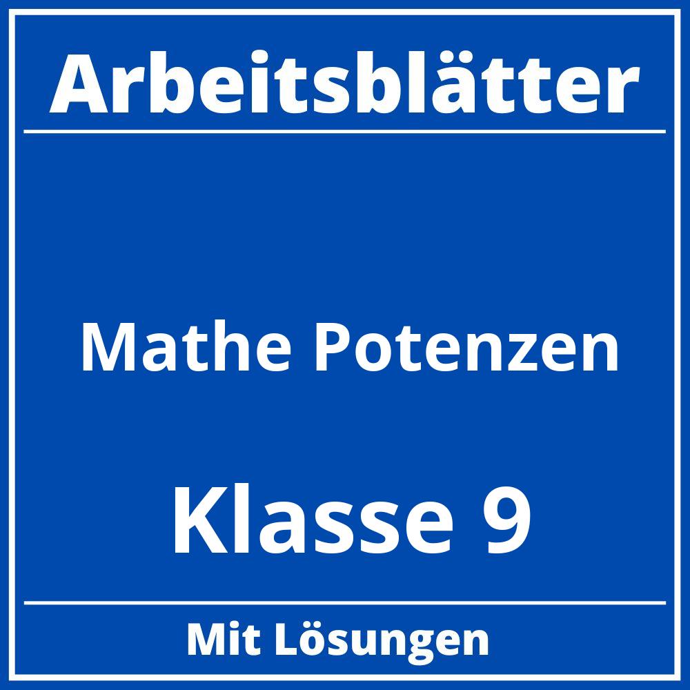 Arbeitsblätter Mathe Potenzen Klasse 9