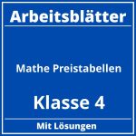 Mathe Arbeitsblätter Klasse 4 Preistabellen PDF