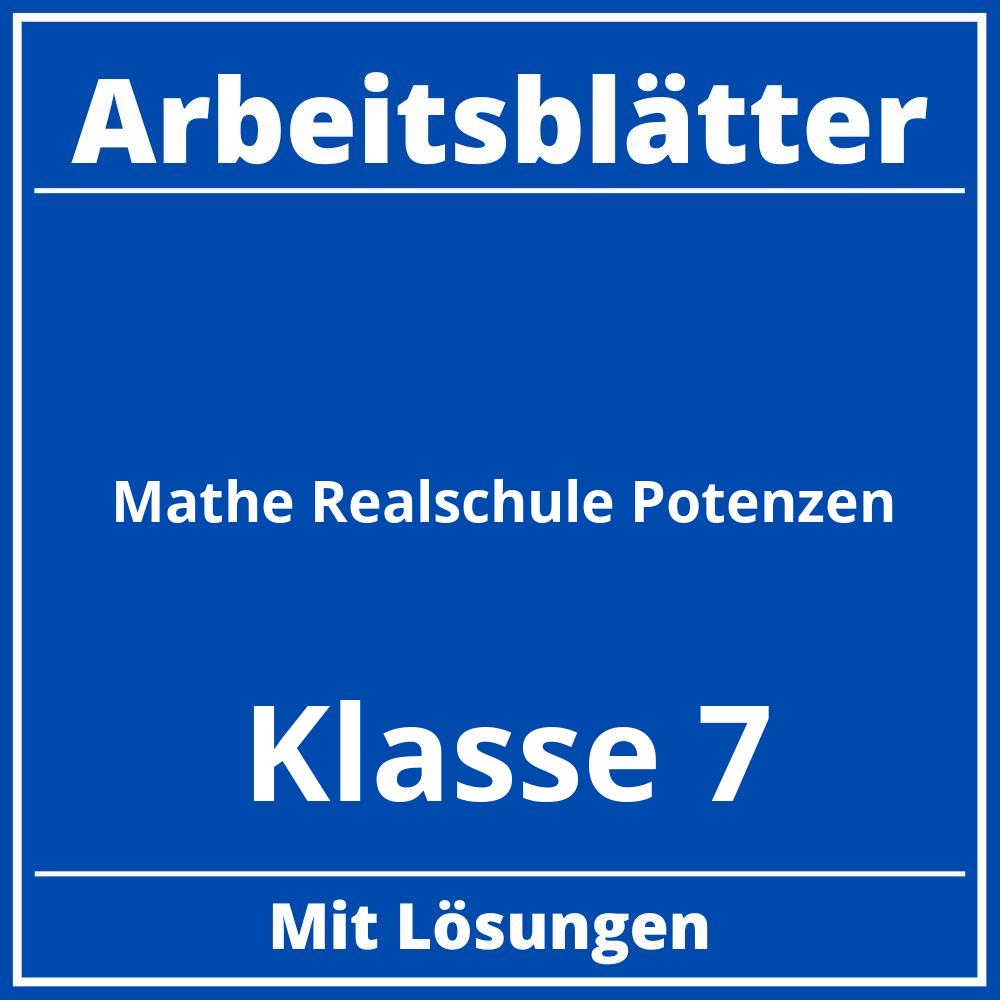 Arbeitsblätter Mathe Klasse 7 Realschule Potenzen