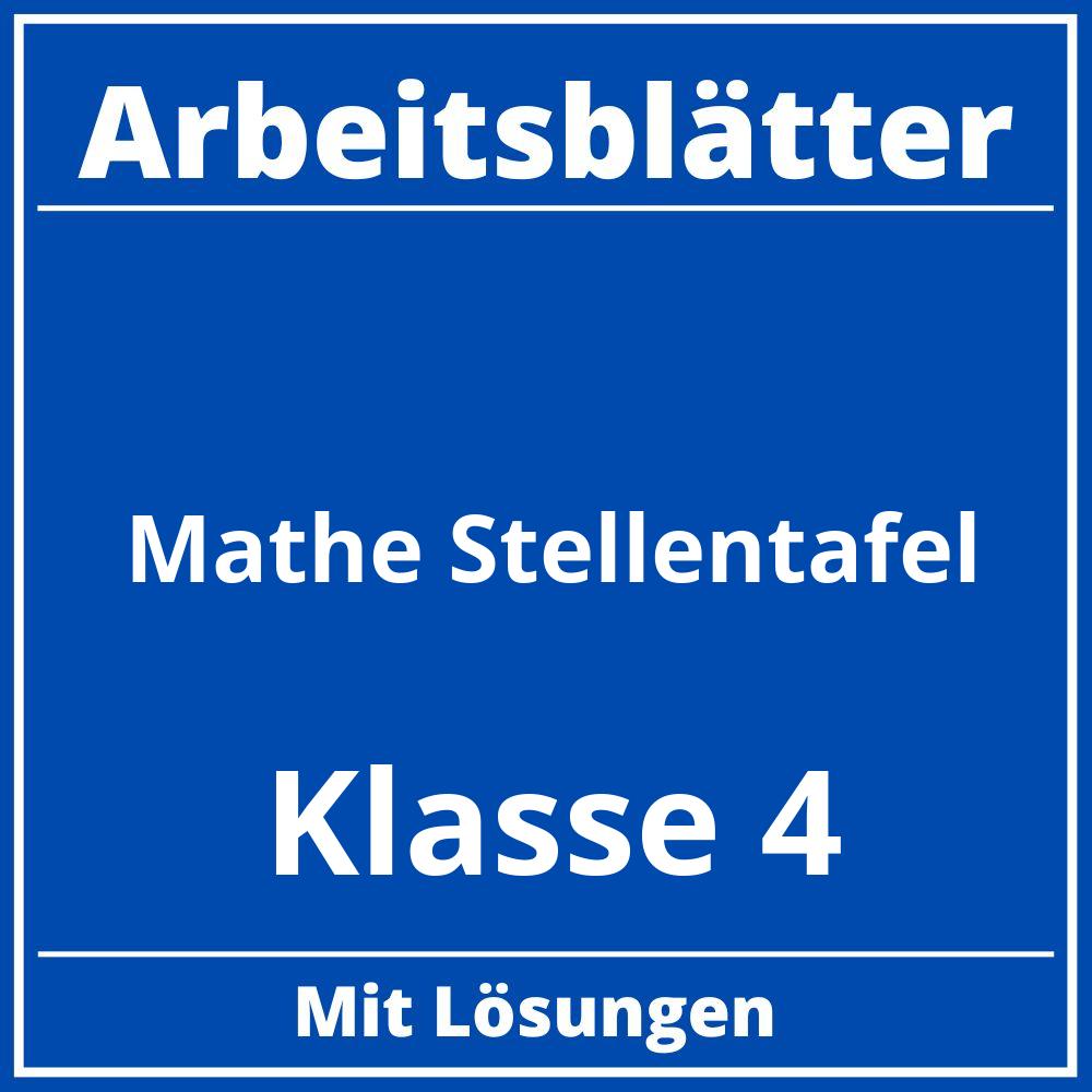 Arbeitsblätter Mathe Klasse 4 Stellentafel