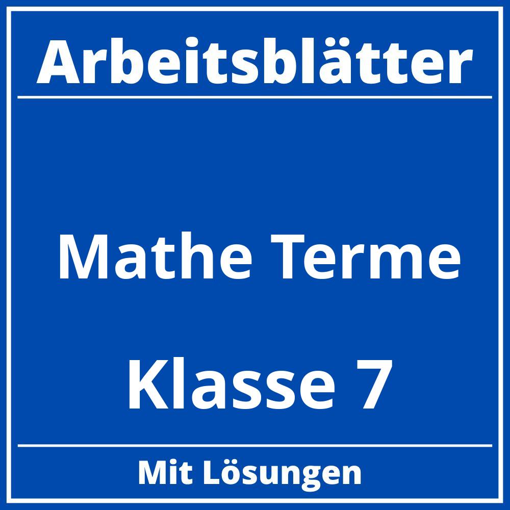 Arbeitsblätter Mathe Klasse 7 Terme