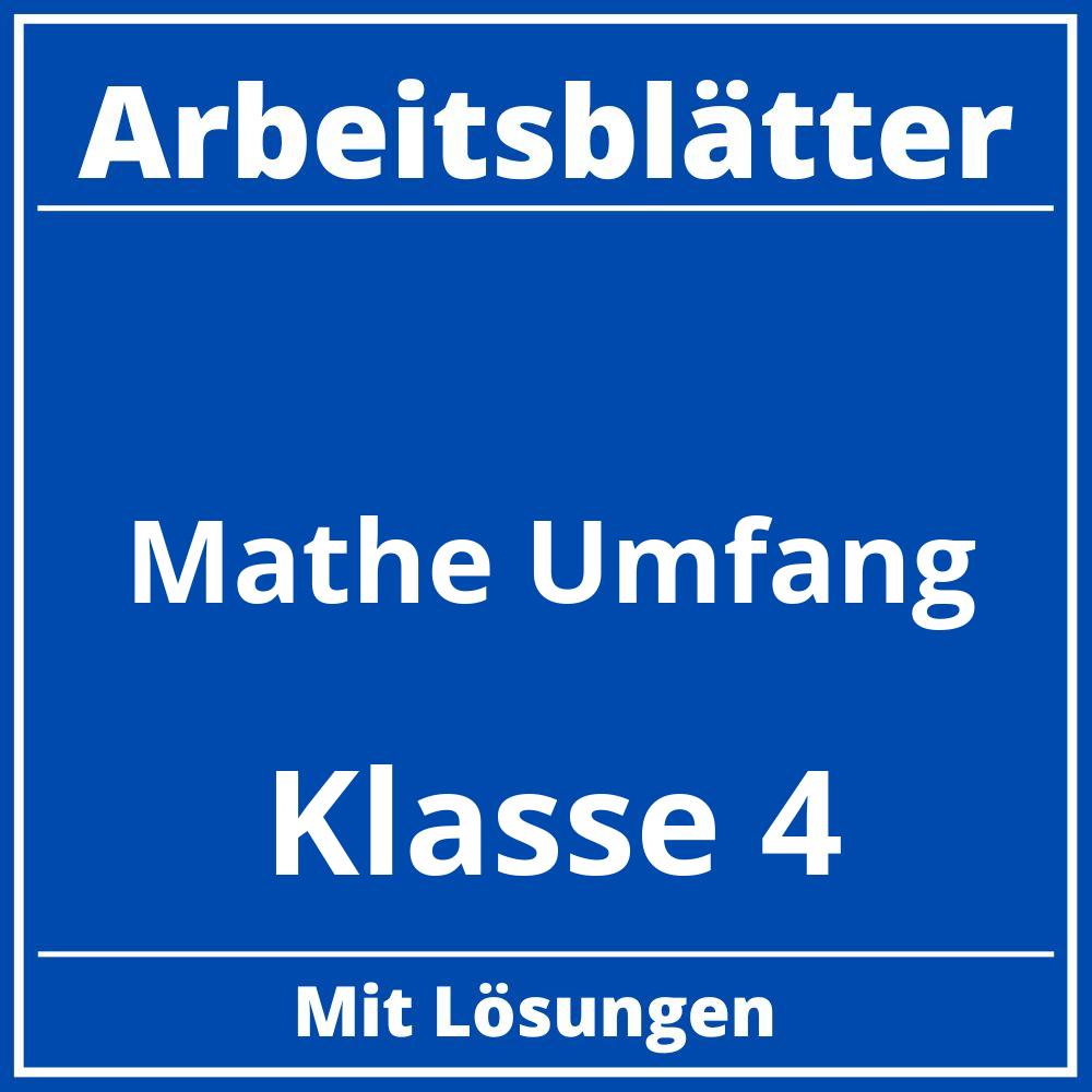 Mathe Arbeitsblätter Klasse 4 Umfang