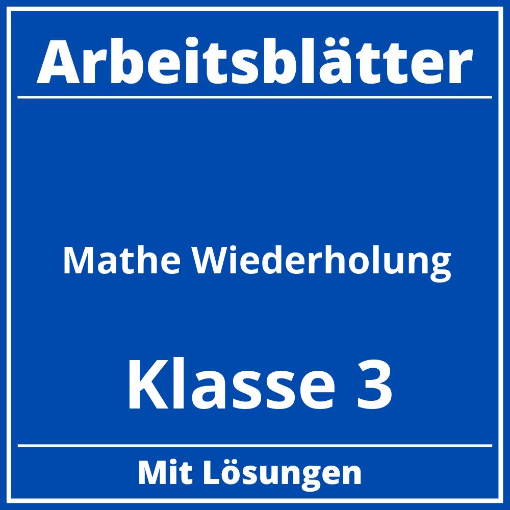 Arbeitsblätter Mathe Klasse 3 Wiederholung