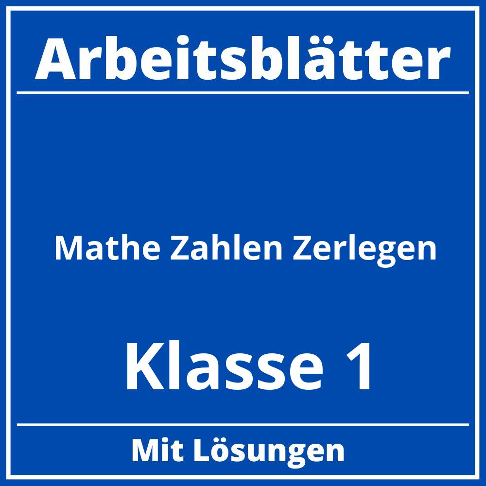 Arbeitsblätter Mathe Klasse 1 Zahlen Zerlegen