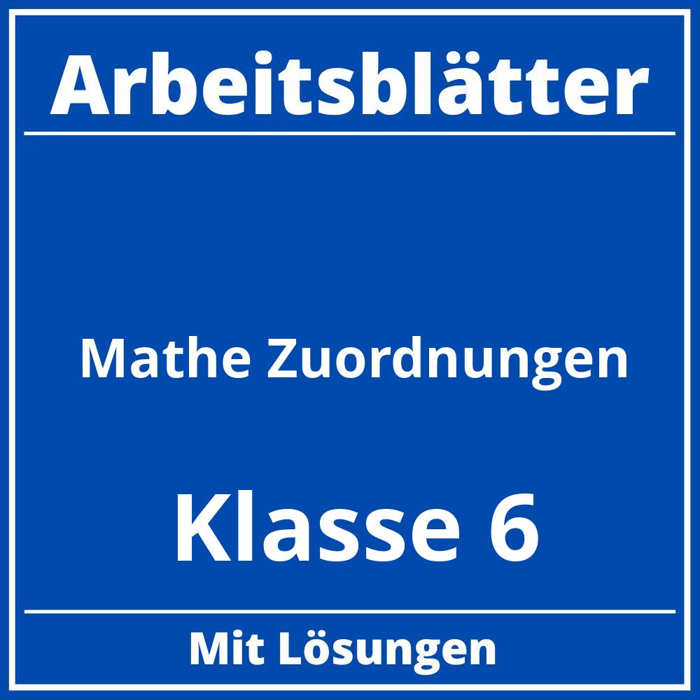 Arbeitsblätter Mathe Klasse 6 Zuordnungen