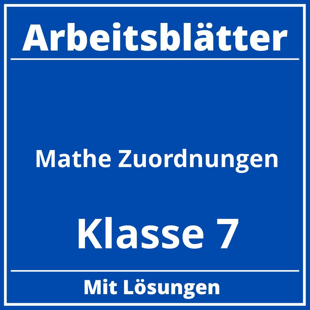 Arbeitsblätter Mathe Klasse 7 Zuordnungen