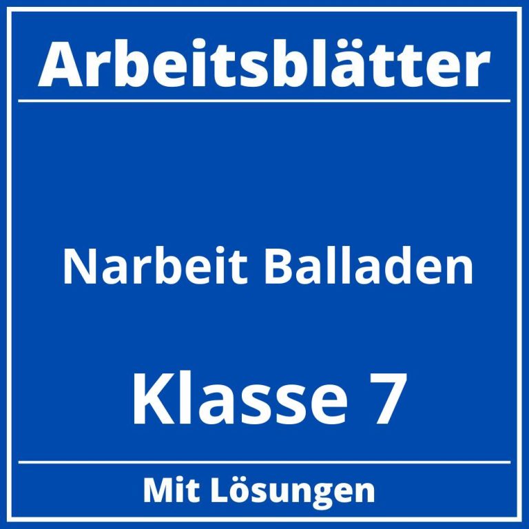 Balladen Klasse 7 Arbeitsblätter Kostenlos PDF