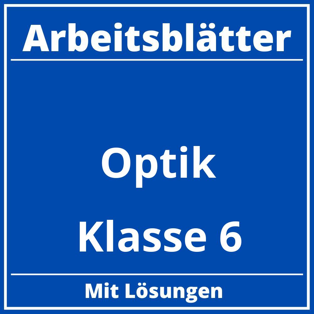 Arbeitsblätter Optik Klasse 6