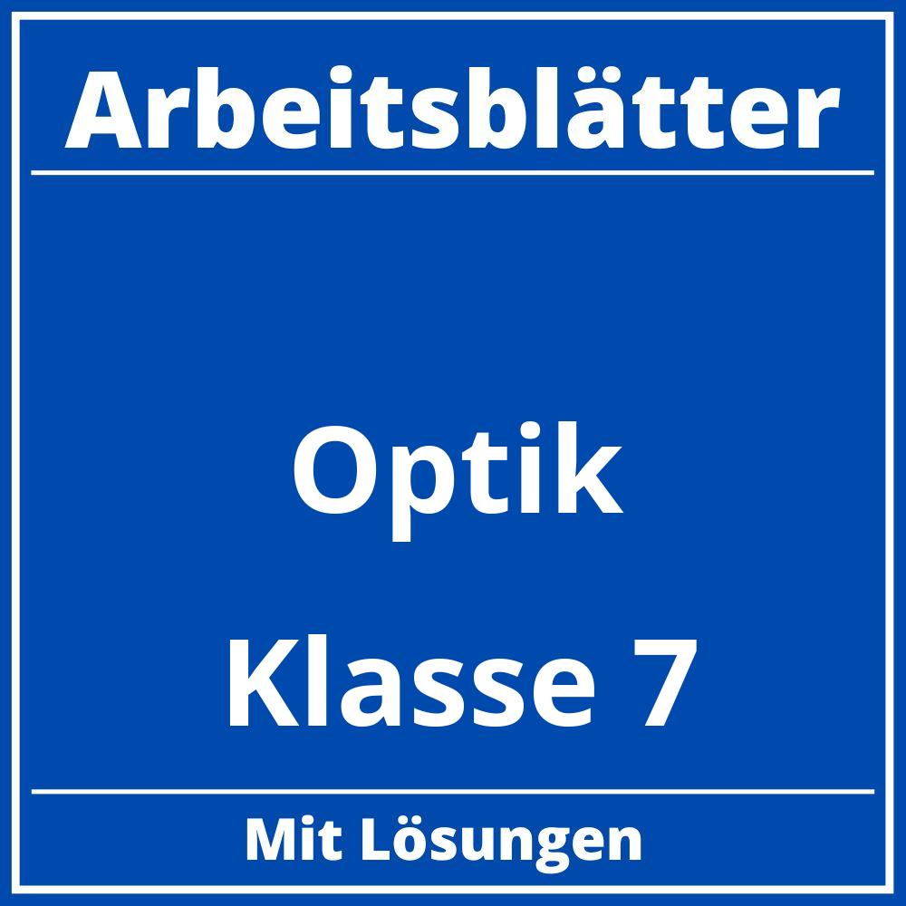 Optik Klasse 7 Arbeitsblätter