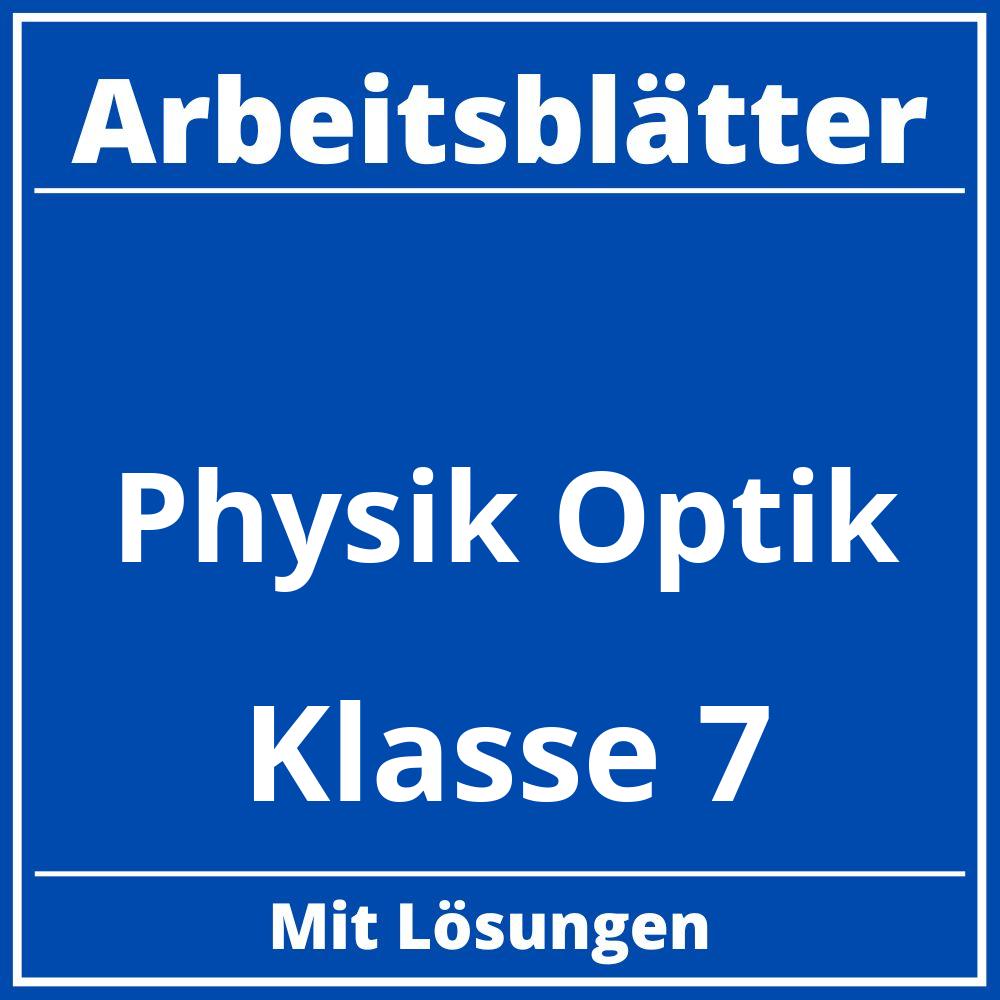 Arbeitsblätter Physik Klasse 7  Optik