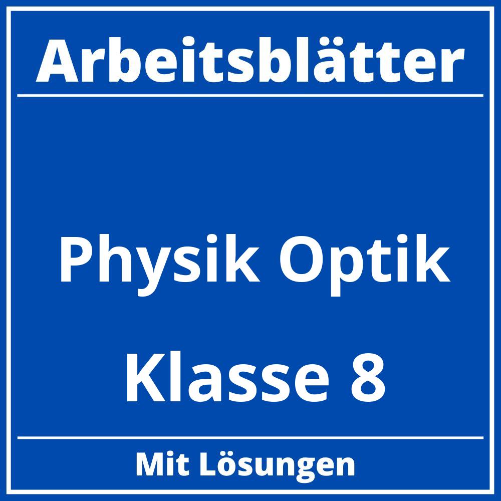 Arbeitsblätter Physik Klasse 8 Optik