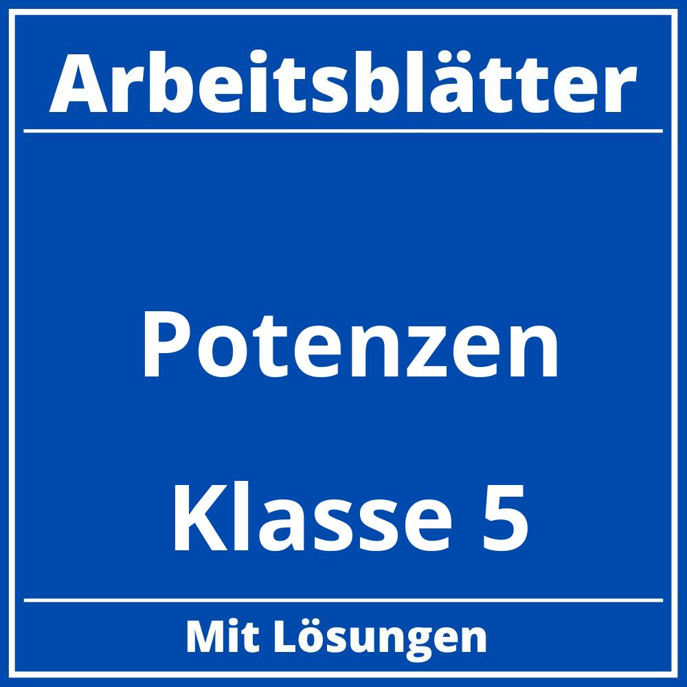 Arbeitsblätter Potenzen Klasse 5