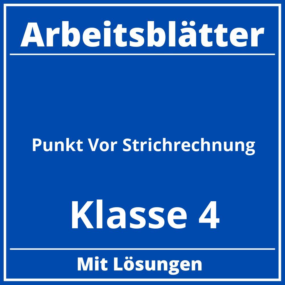 Punkt Vor Strichrechnung Klasse 4 Arbeitsblätter