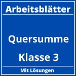 Arbeitsblätter Quersumme Klasse 3 PDF