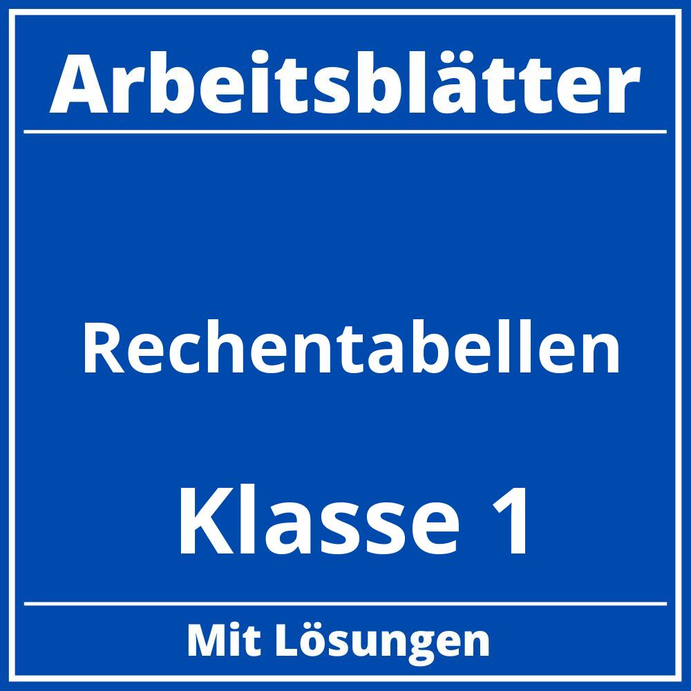 Rechentabellen Klasse 1 Arbeitsblätter PDF