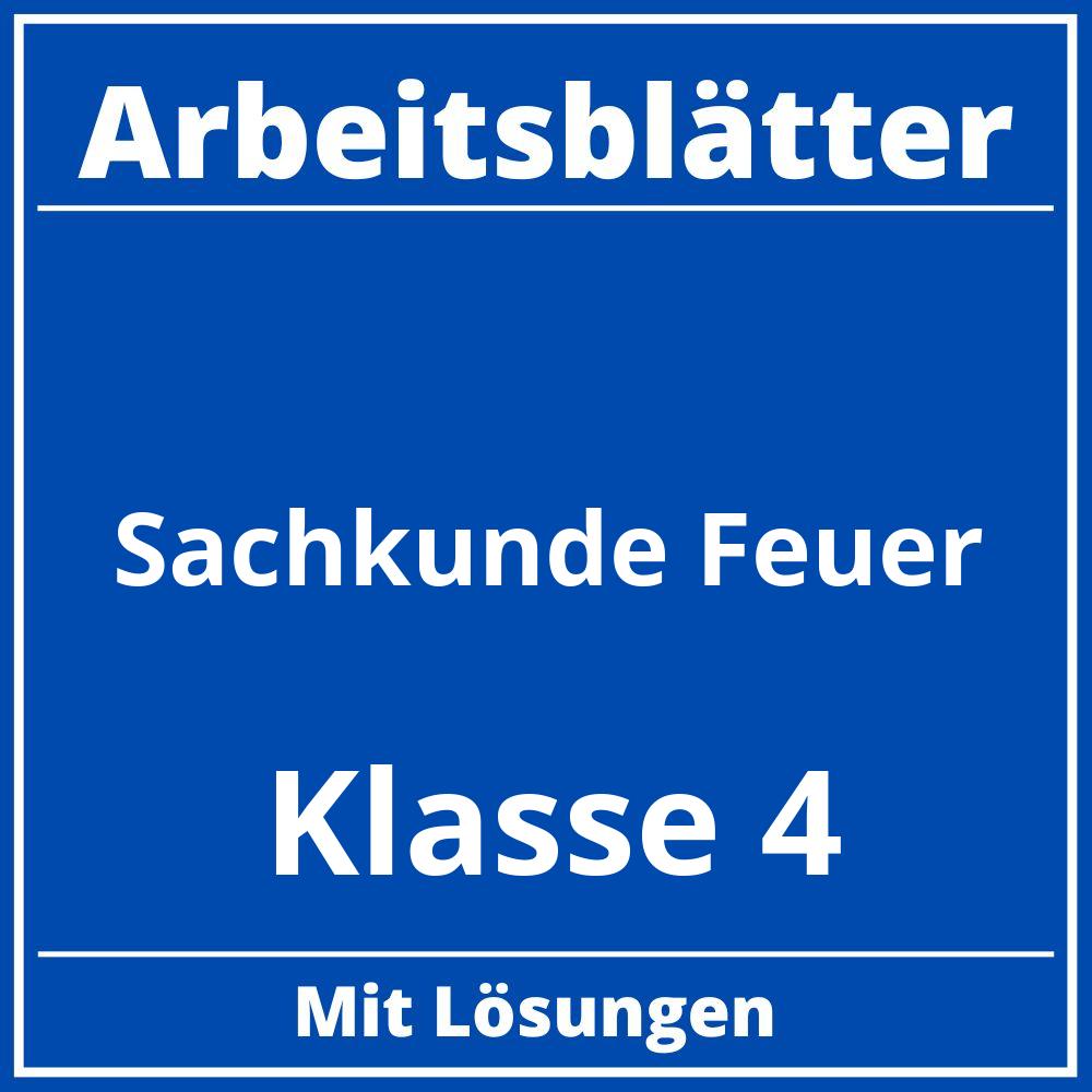 Arbeitsblätter Sachkunde Klasse 4 Feuer