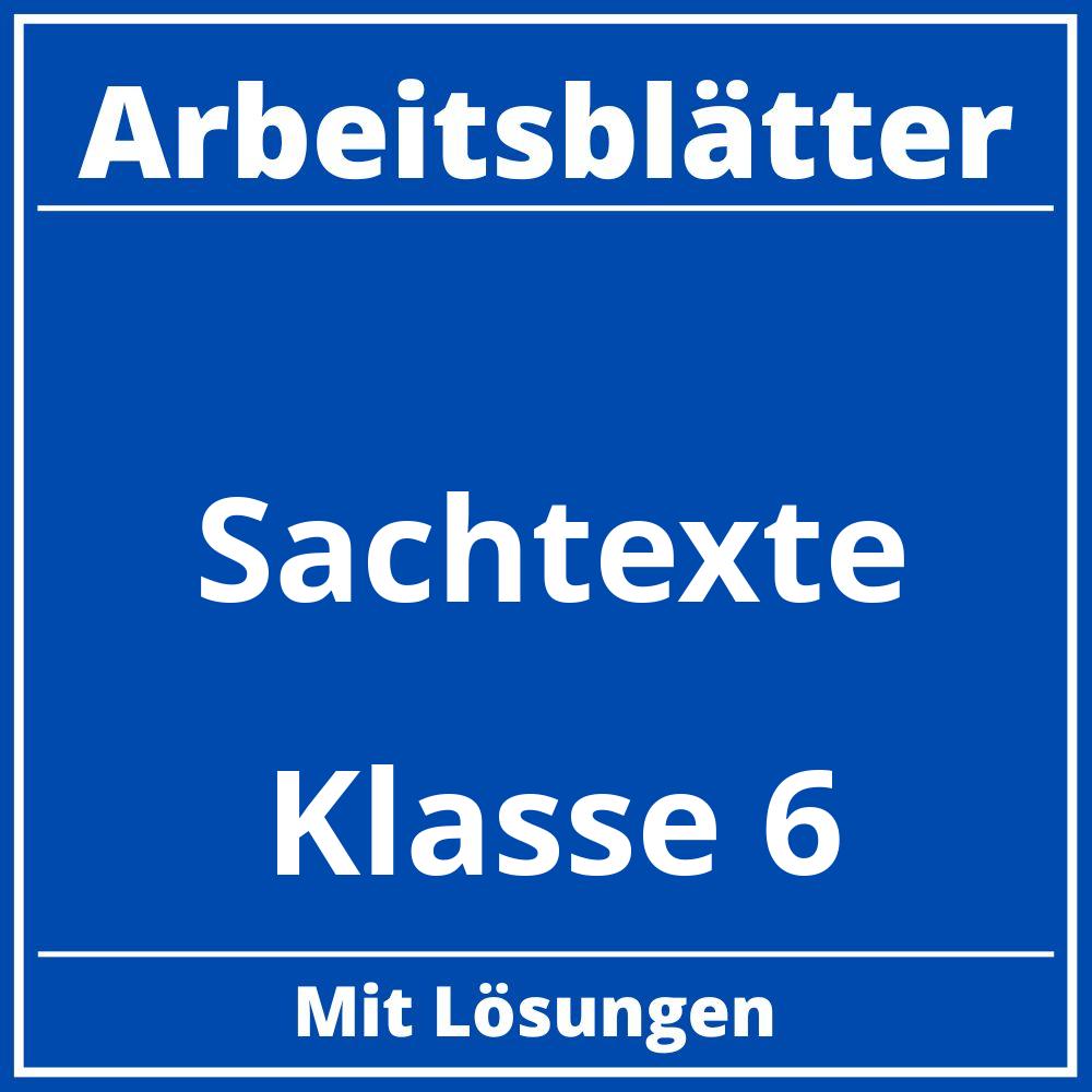 Sachtexte Klasse 6 Arbeitsblätter Kostenlos