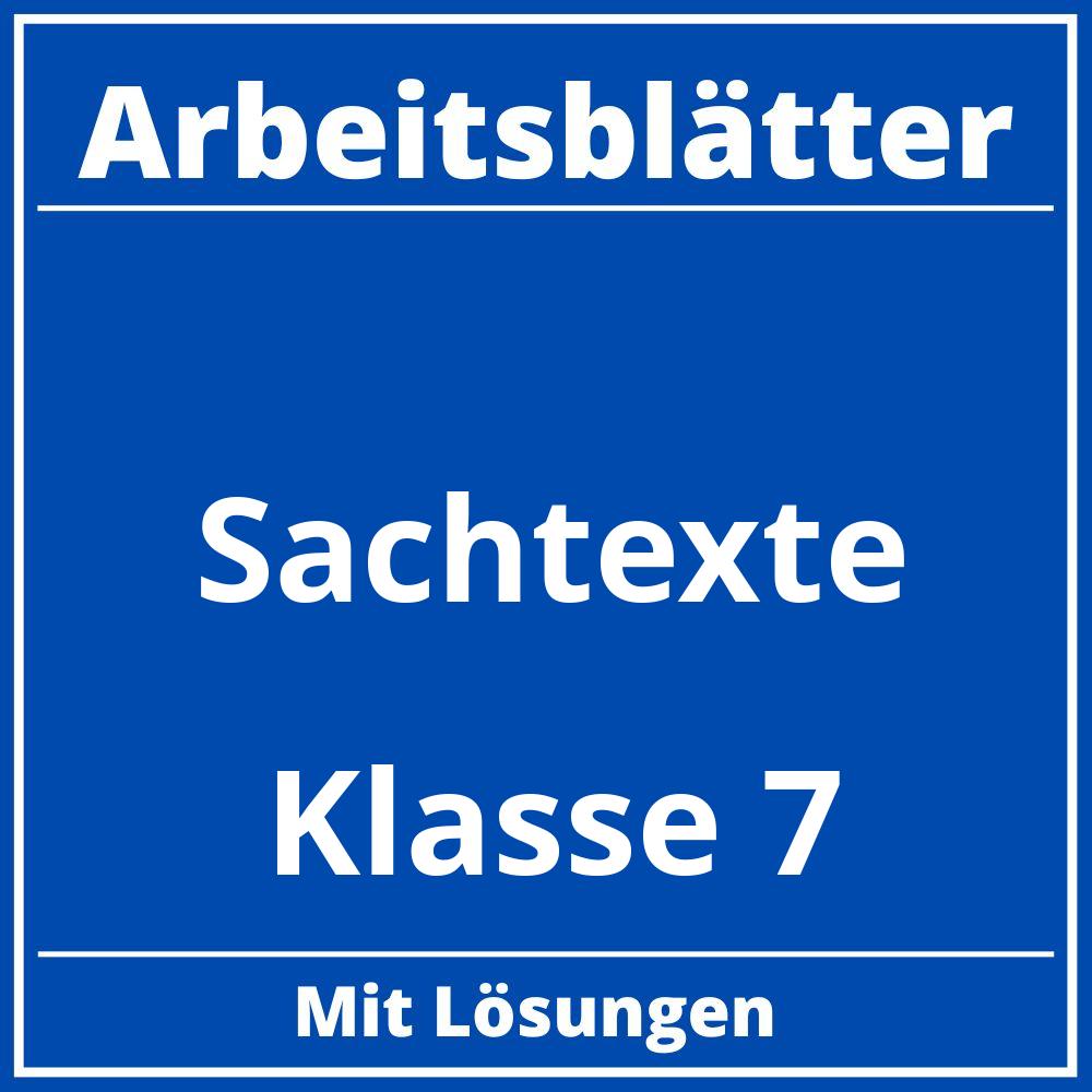 Sachtexte Klasse 7 Arbeitsblätter Kostenlos