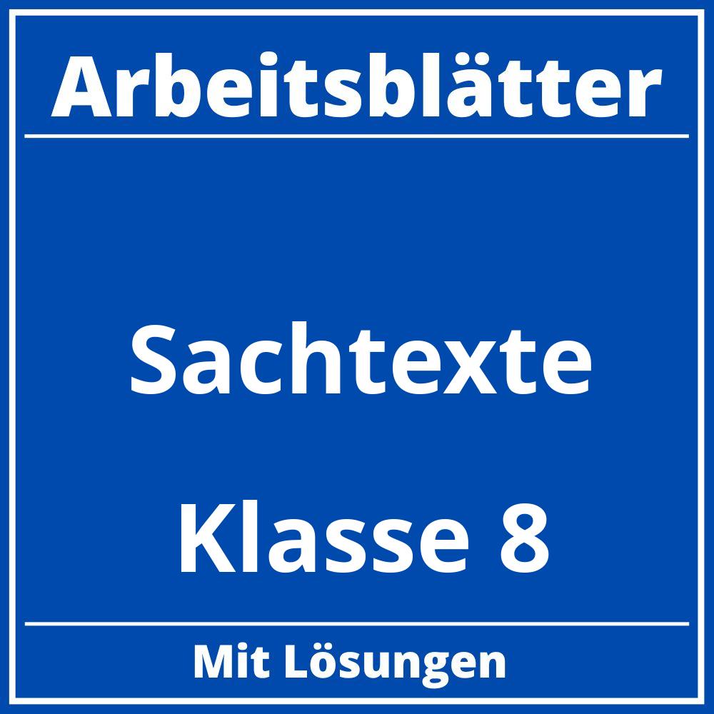 Sachtexte Klasse 8 Arbeitsblätter Kostenlos