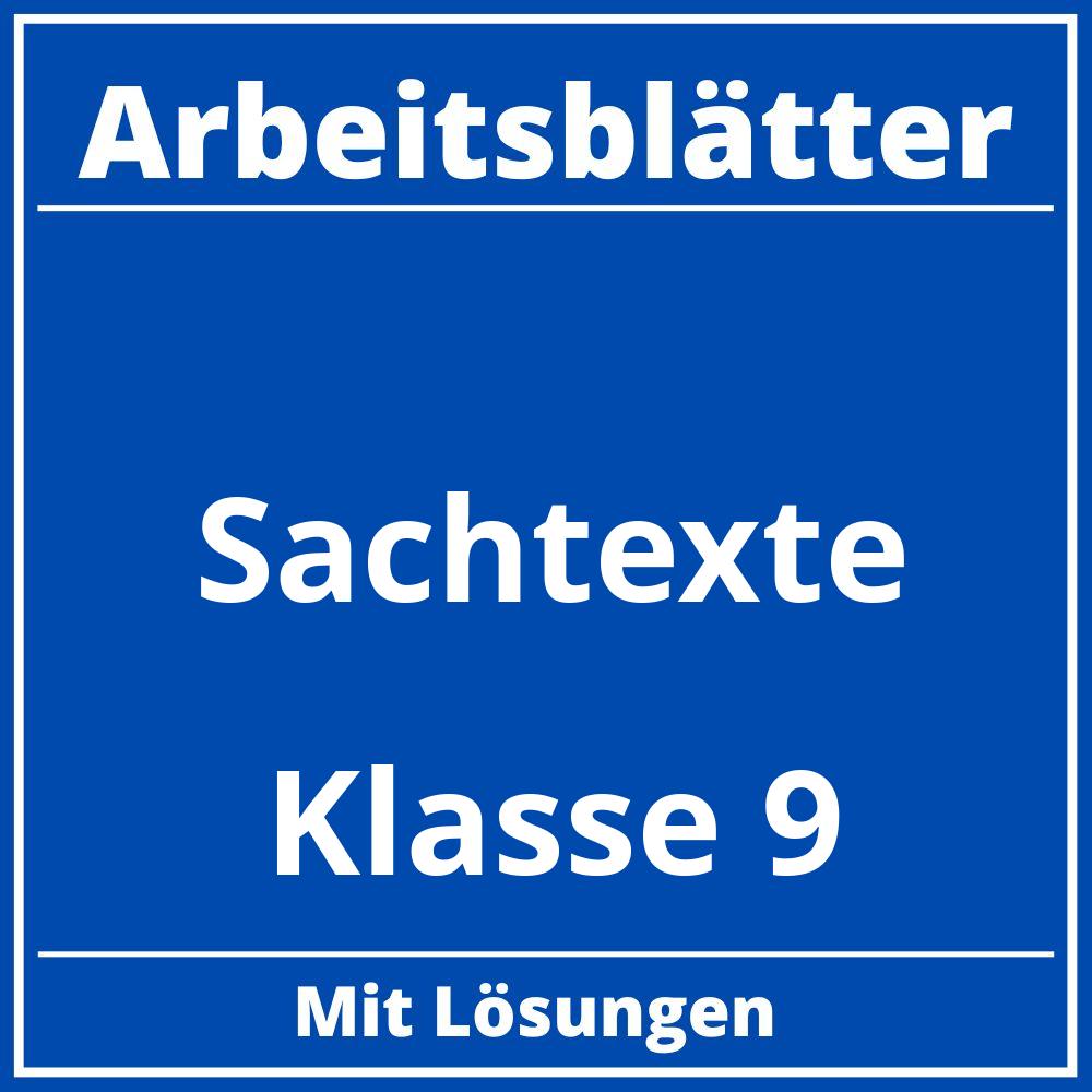 Sachtexte Klasse 9 Arbeitsblätter Kostenlos