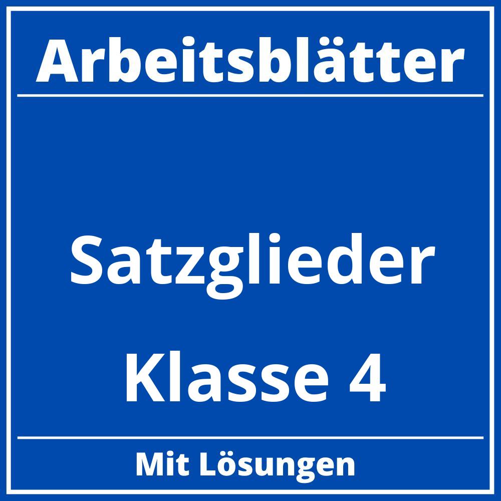 Satzglieder Klasse 4 Arbeitsblätter