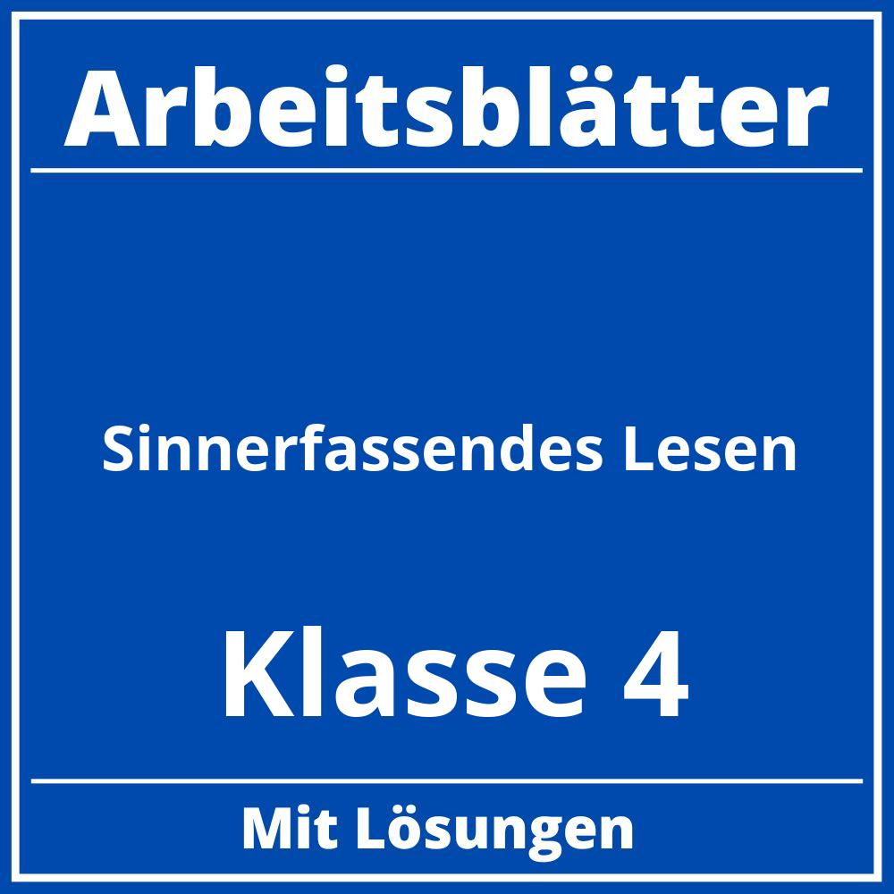 Sinnerfassendes Lesen Klasse 4 Arbeitsblätter