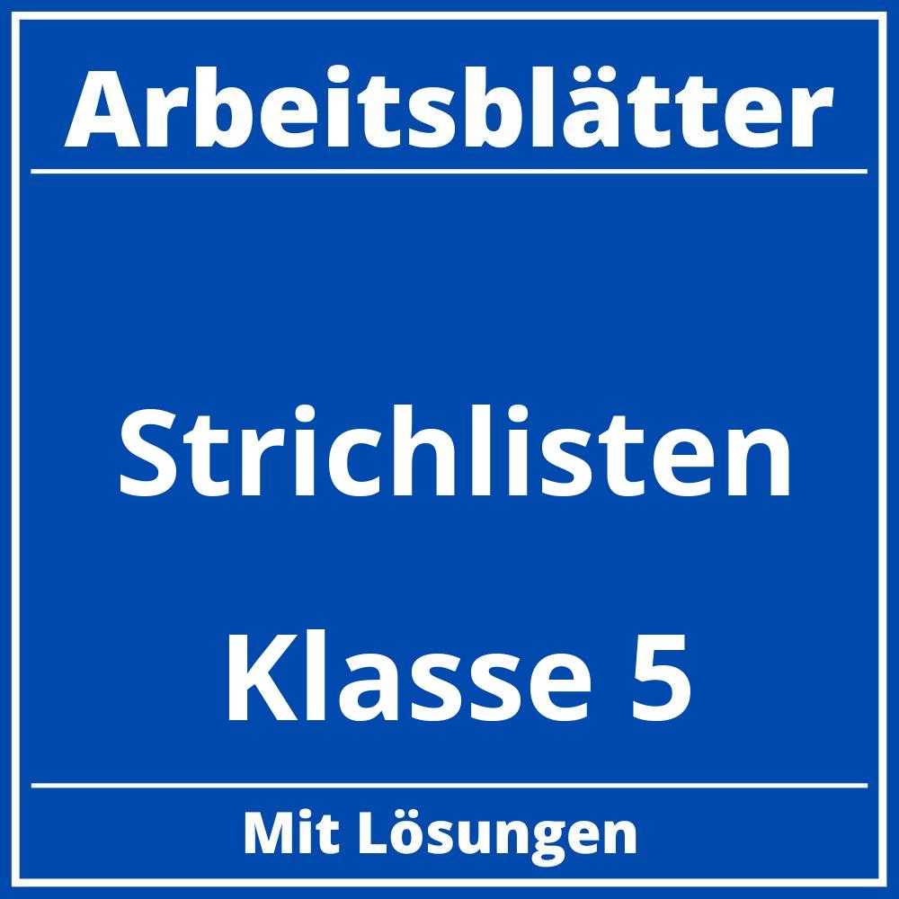 Strichlisten Klasse 5 Arbeitsblätter Zum Ausdrucken