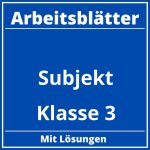 Arbeitsblätter Subjekt Klasse 3 PDF