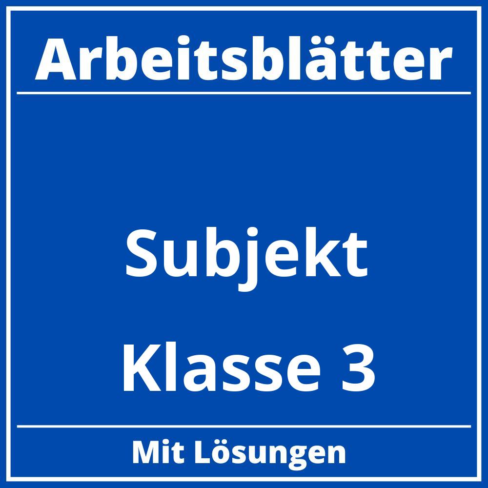 Arbeitsblätter Subjekt Klasse 3