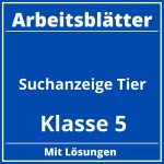 Suchanzeige Tier Klasse 5 Arbeitsblätter PDF