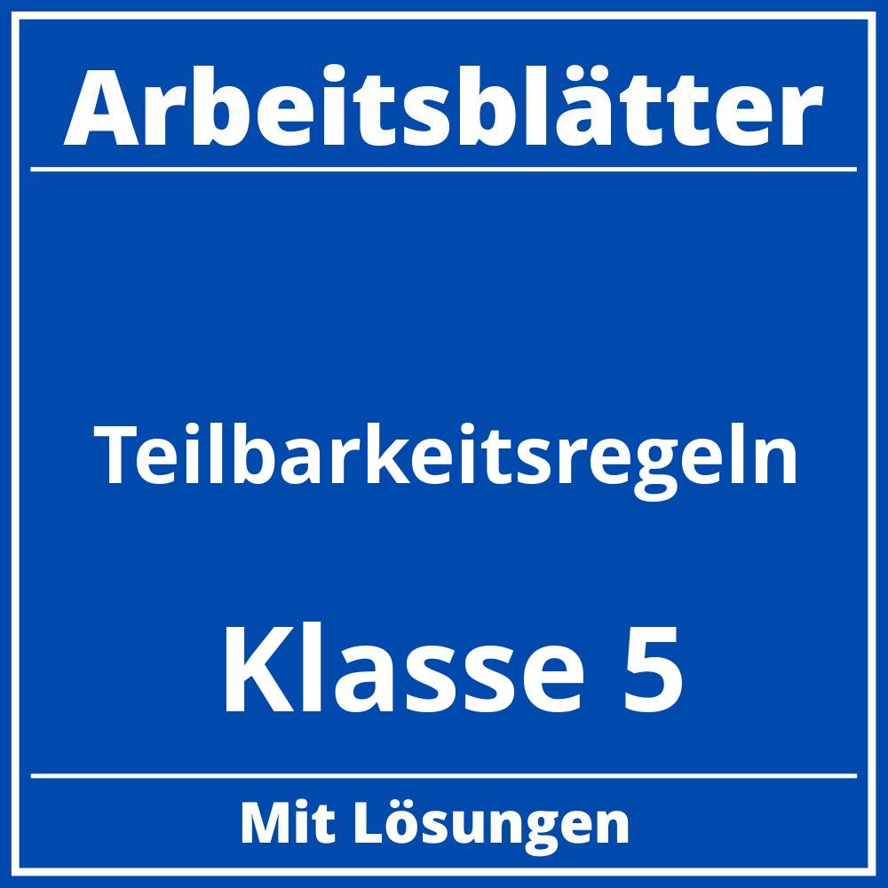 Arbeitsblätter Teilbarkeitsregeln Klasse 5