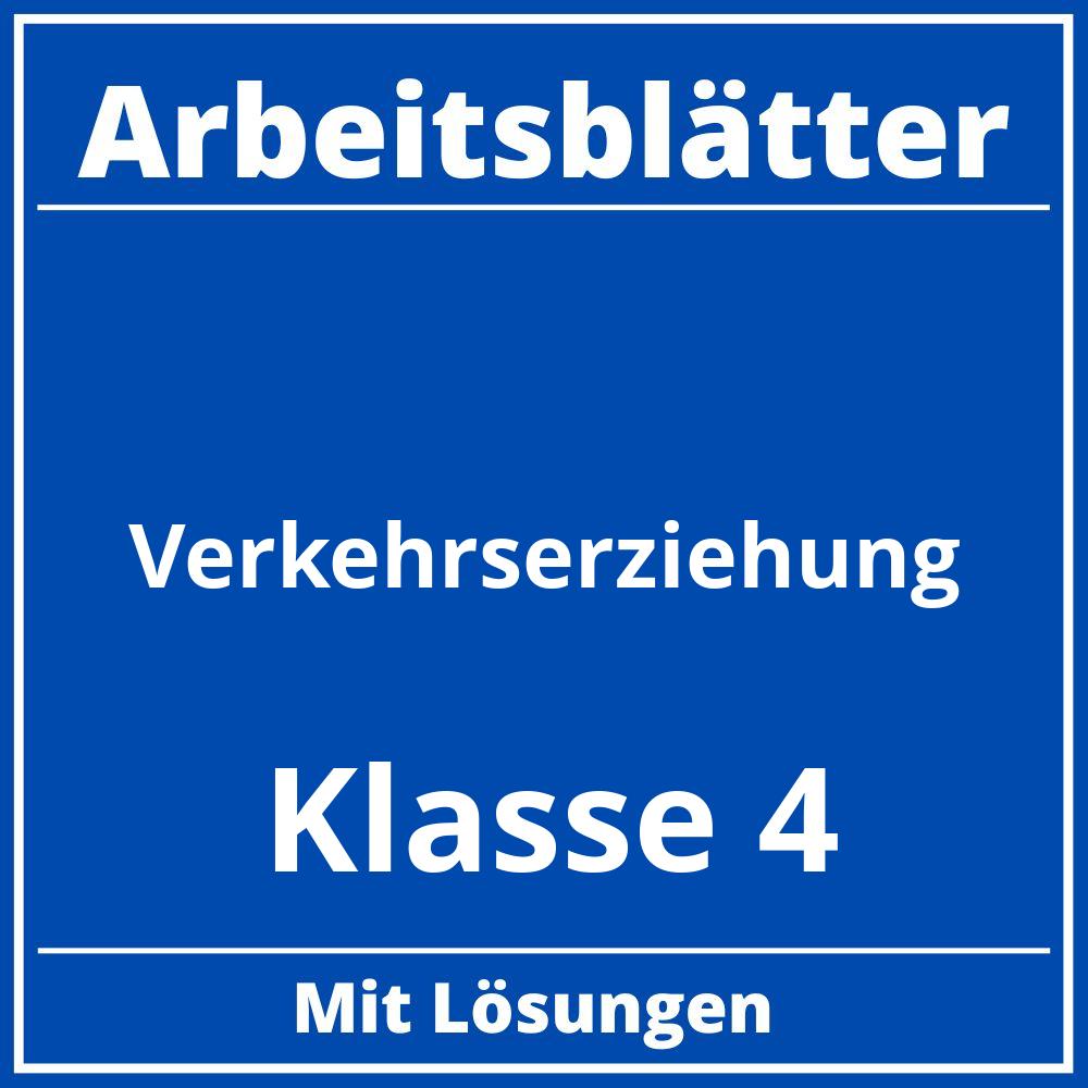 Verkehrserziehung Klasse 4 Arbeitsblätter