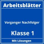 Vorgänger Nachfolger Klasse 1 Arbeitsblätter PDF