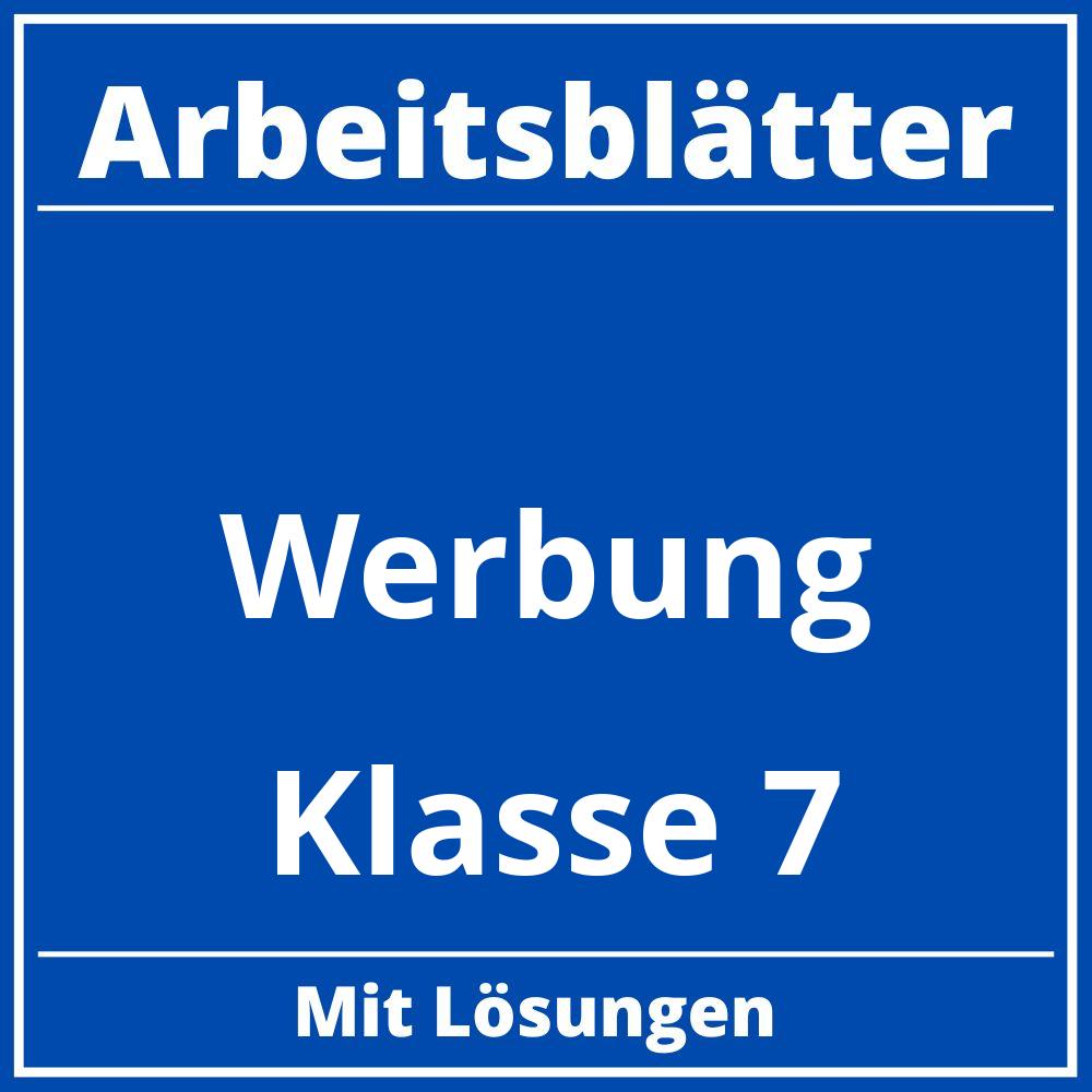 Werbung Klasse 7 Arbeitsblätter