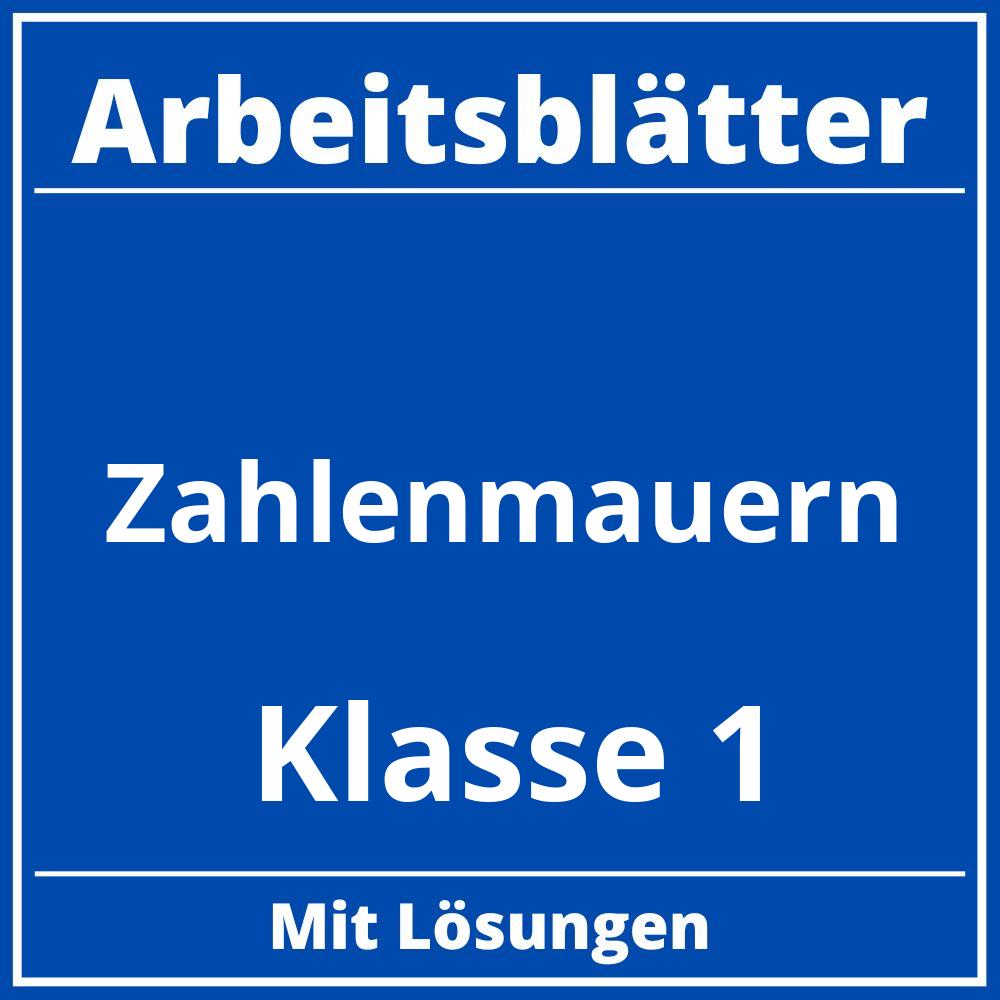 Zahlenmauern Klasse 1 Arbeitsblätter