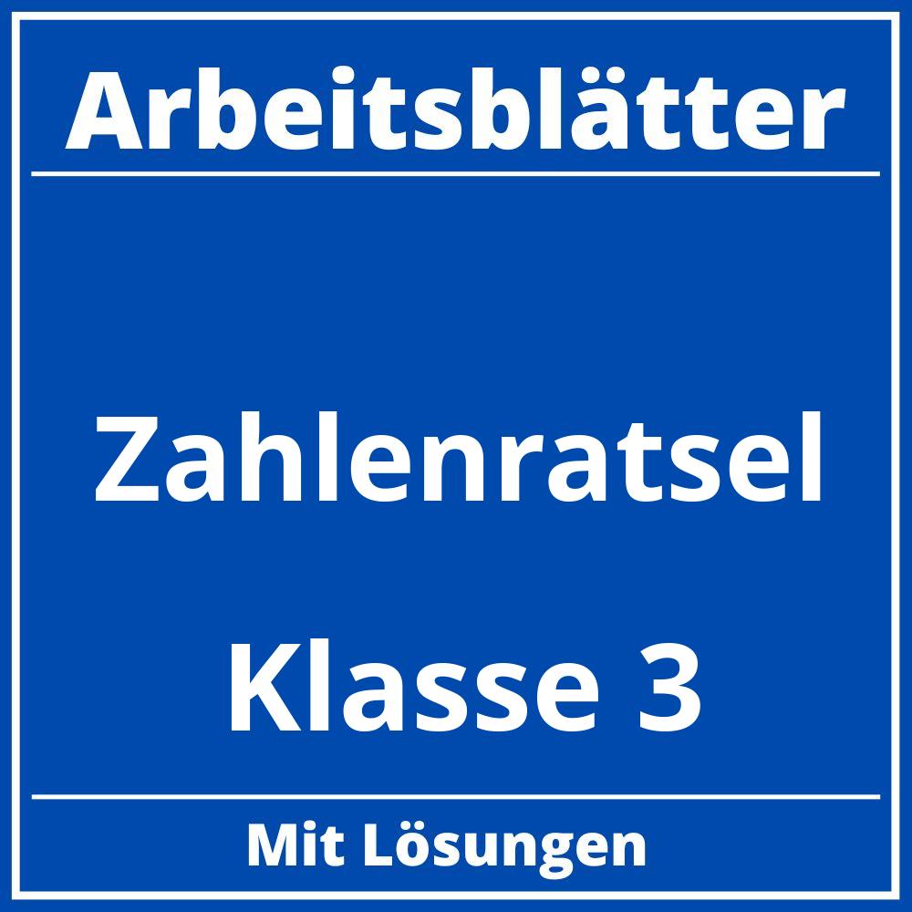 Arbeitsblätter Zahlenrätsel Klasse 3