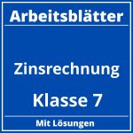 Arbeitsblätter Zinsrechnung Klasse 7 PDF