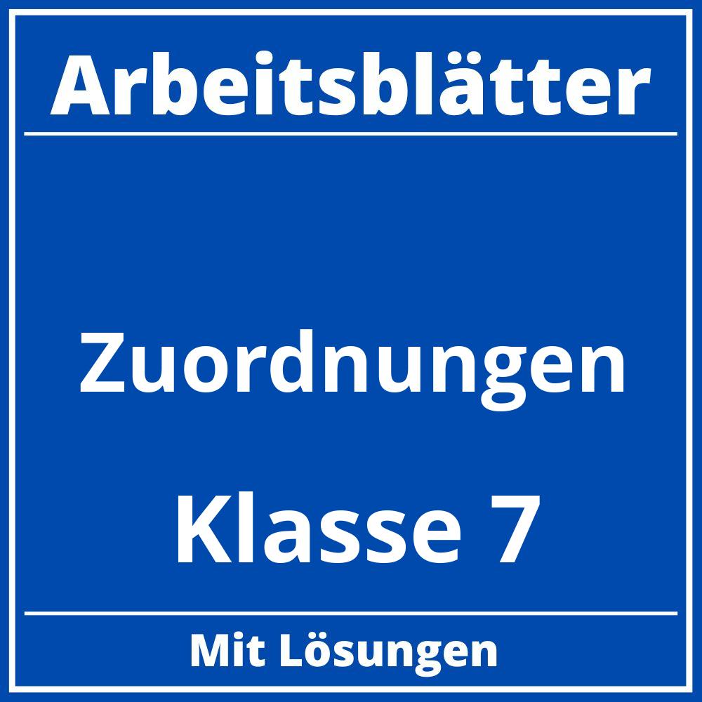 Arbeitsblätter Zuordnungen Klasse 7